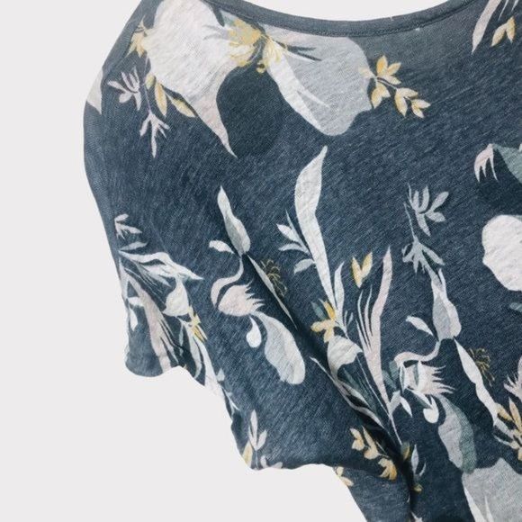 CYNTHIA ROWLEY 100% Linen Button Back Floral Top Size Medium - Picture 2 of 8